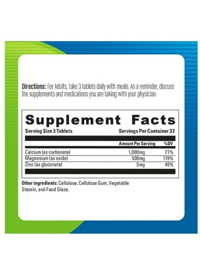 blueberry NATURALS Calcium Magnesium & Zinc Tab 100's - Image 2